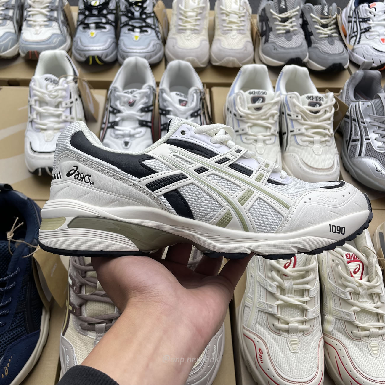 Asics Gel 1090 Grey Beige Birch French Blue White Sage Silver Cream Brown Silver Cream Gray Blue (32) - newkick.app